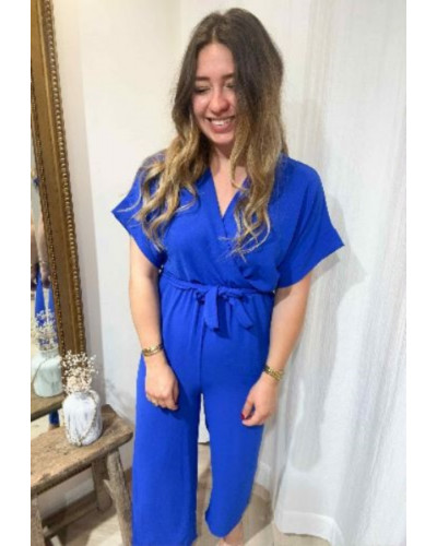 Combinaison pantalon fluide bleu roi