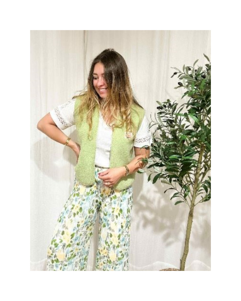 Gilet bouclette vert pomme