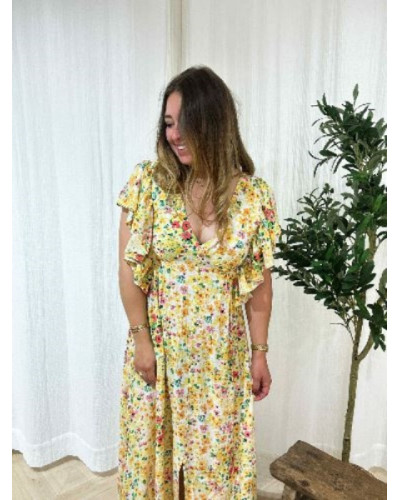 Robe longue fluide jaune