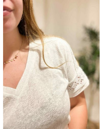 T-shirt blanc dentelle