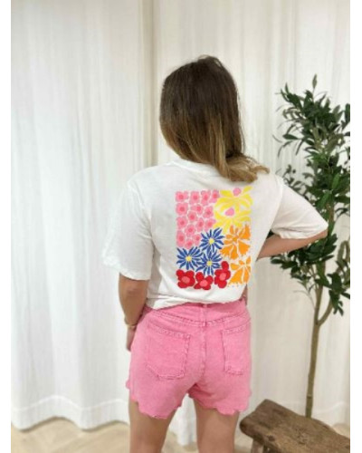 T-shirt blanc à dessins