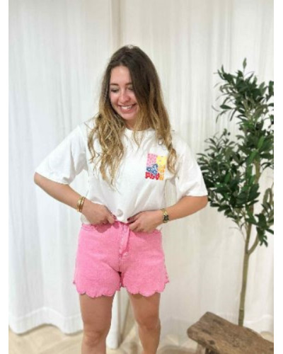 T-shirt blanc à dessins