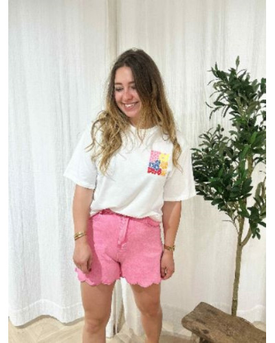 T-shirt blanc à dessins