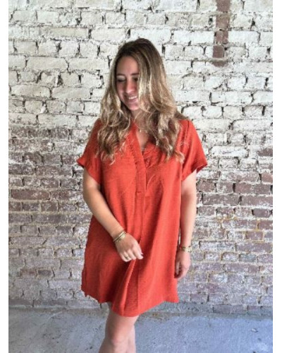 Robe fluide droite brique
