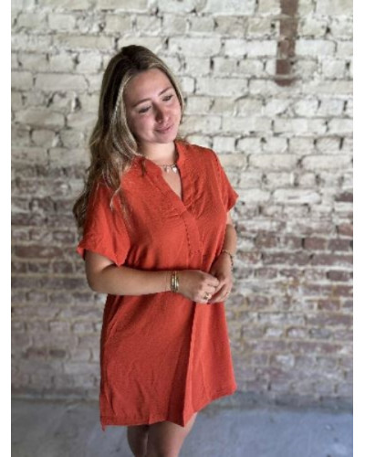 Robe fluide droite brique