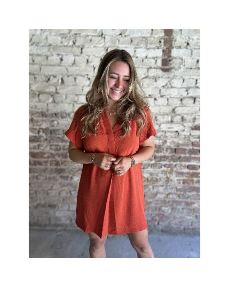 Robe fluide droite brique