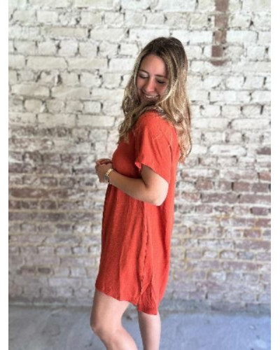 Robe fluide droite brique