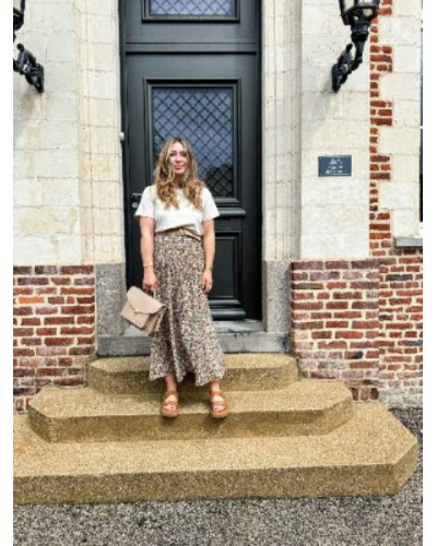 Jupe fleurie kaki