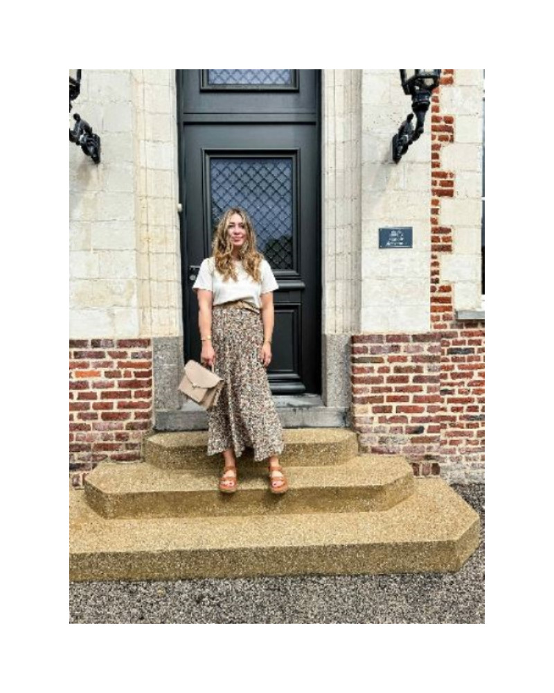 Jupe fleurie kaki