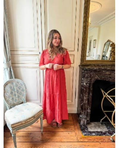 Robe longue fluide terracotta