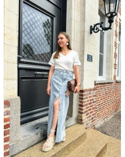 Jupe denim fente