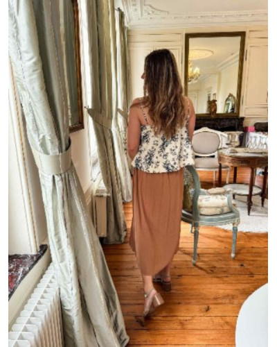 Jupe longue marron en lin