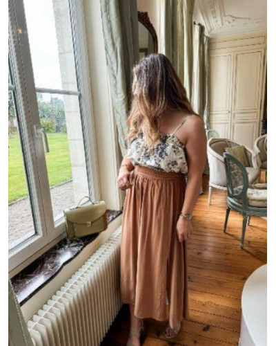 Jupe longue marron en lin