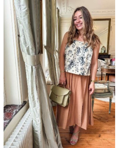 Jupe longue marron en lin