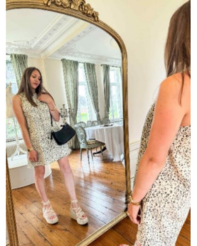 Robe leopard beige en jean