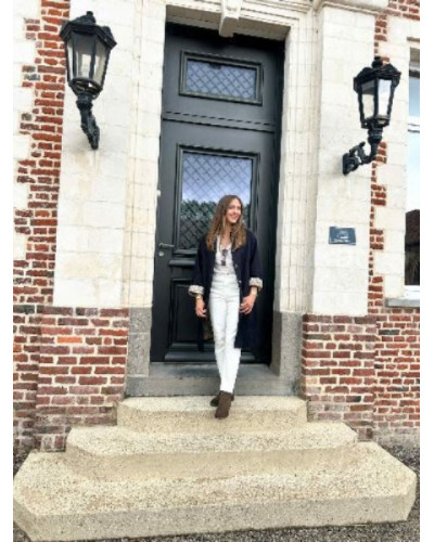 Trench long bleu marine et revers libertie