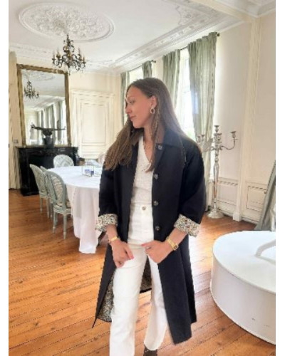 Trench long bleu marine et revers libertie