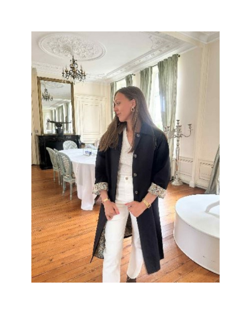 Trench long bleu marine et revers libertie