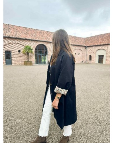 Trench long bleu marine et revers libertie