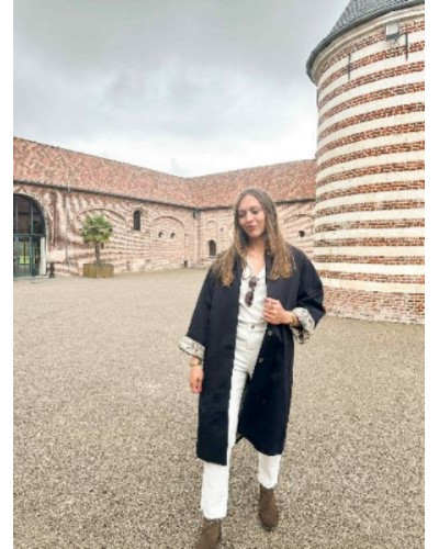 Trench long bleu marine et revers libertie