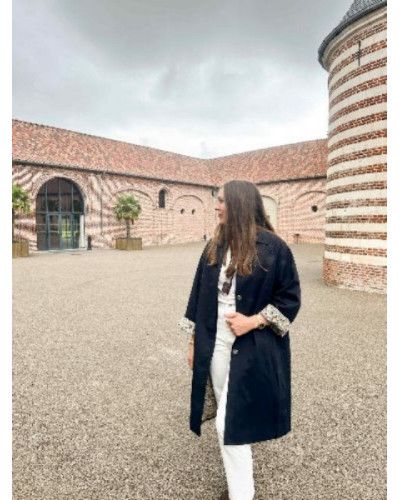 Trench long bleu marine et revers libertie