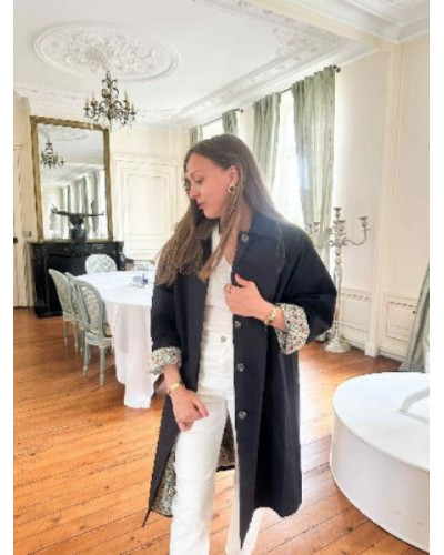 Trench long bleu marine et revers libertie