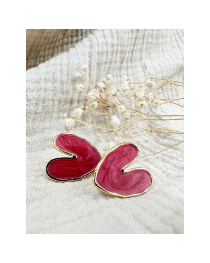 Boucles d'oreille coeur rouge
