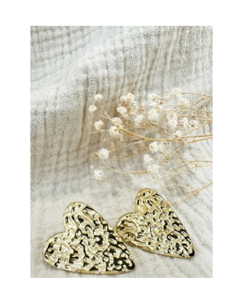 Boucles d'oreille coeur martelé