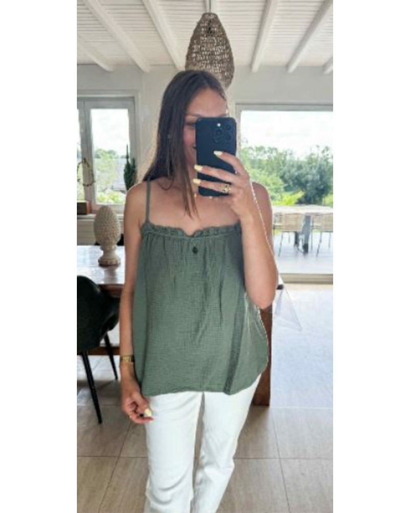 Débardeur froufrou kaki