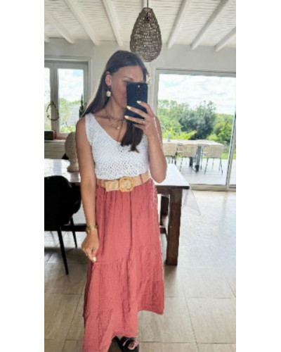 Top maille blanc