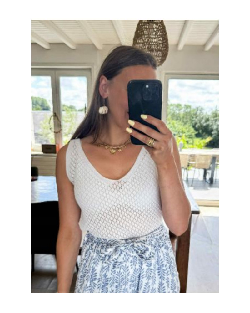 Top maille blanc