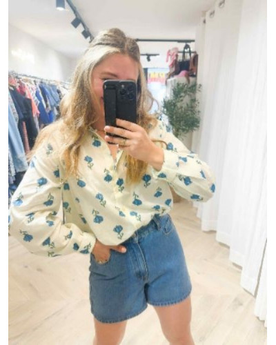 Chemisier fleurs bleues