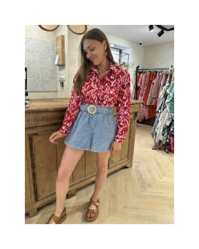 Chemise fluide imprimée rose