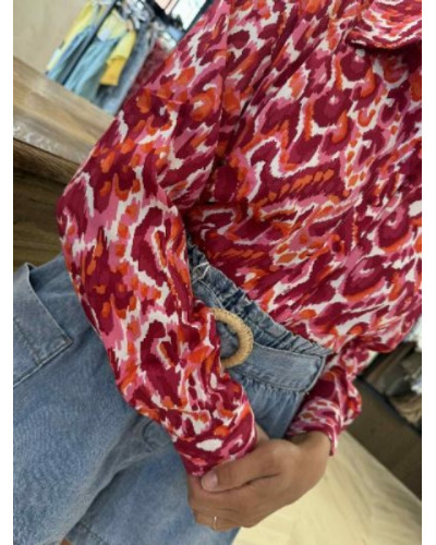 Chemise fluide imprimée rose