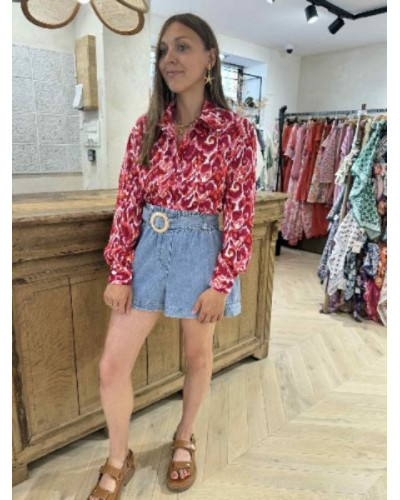Chemise fluide imprimée rose