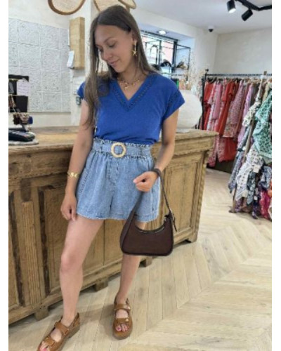 T-shirt bleu electrique