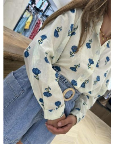 Chemisier fleurs bleues