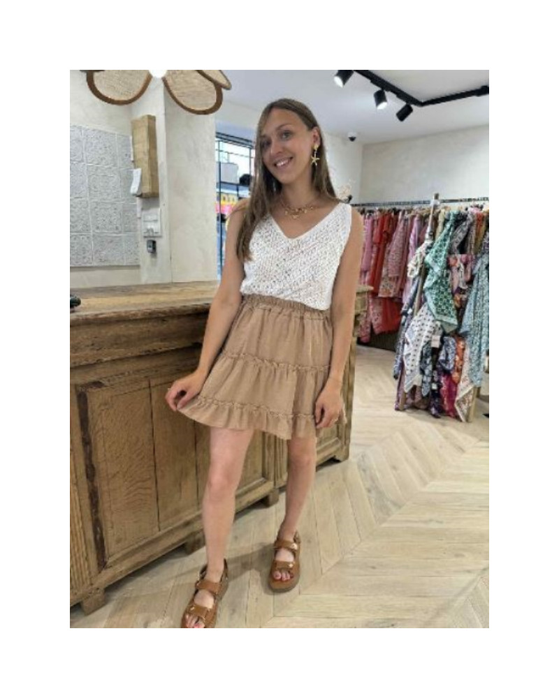 Jupe gaze de coton camel