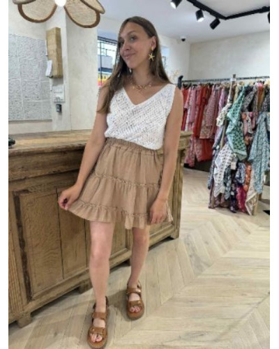 Jupe gaze de coton camel