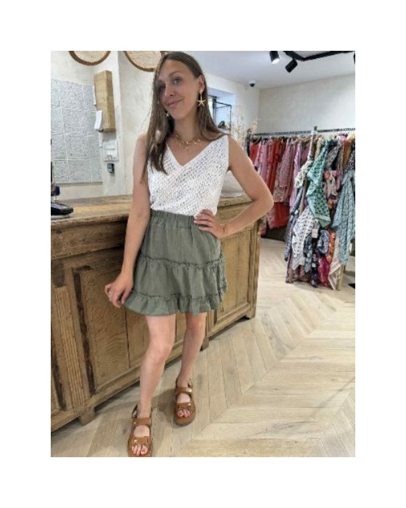 Jupe gaze de coton kaki