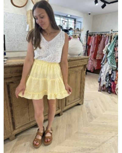 Jupe gaze de coton jaune