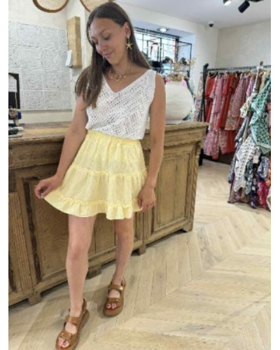 Jupe gaze de coton jaune