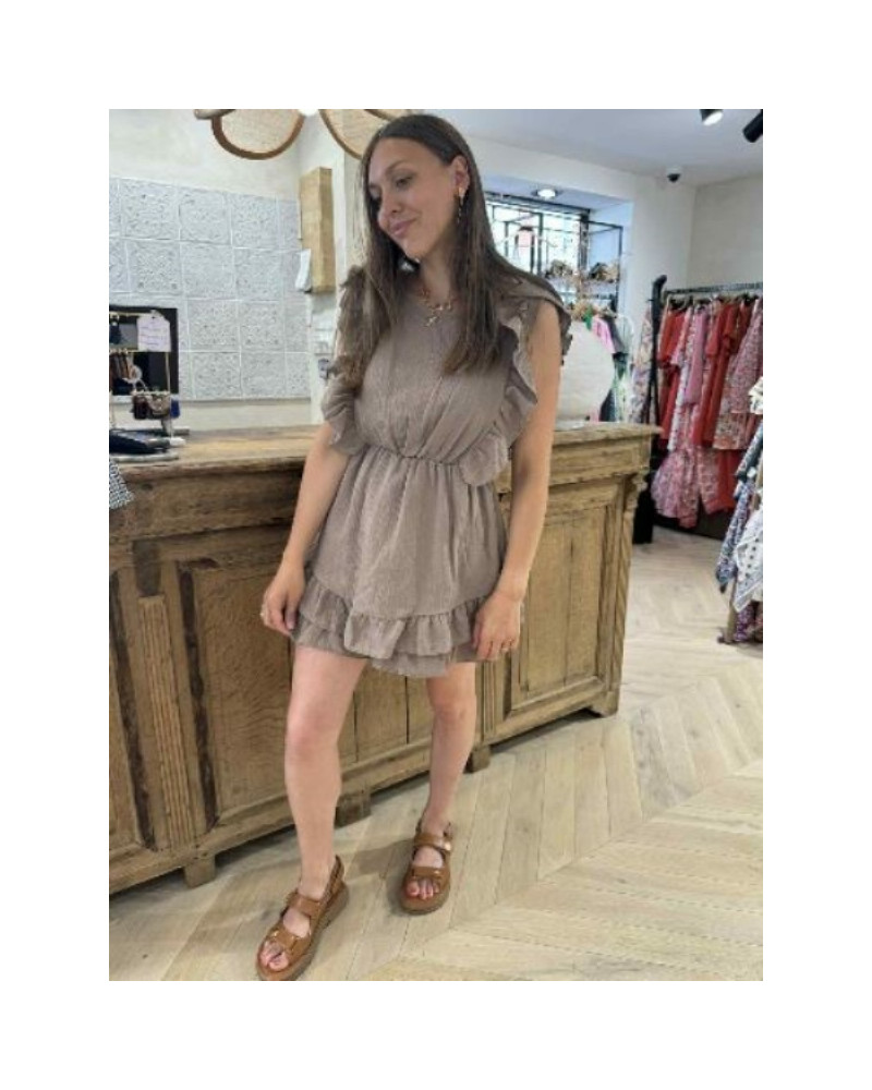 Combishort gaze de coton taupe