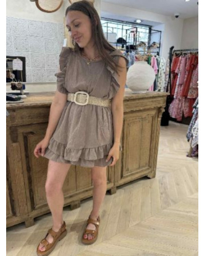 Combishort gaze de coton taupe