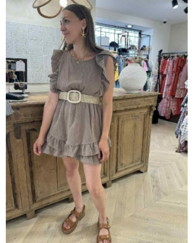 Combishort gaze de coton taupe