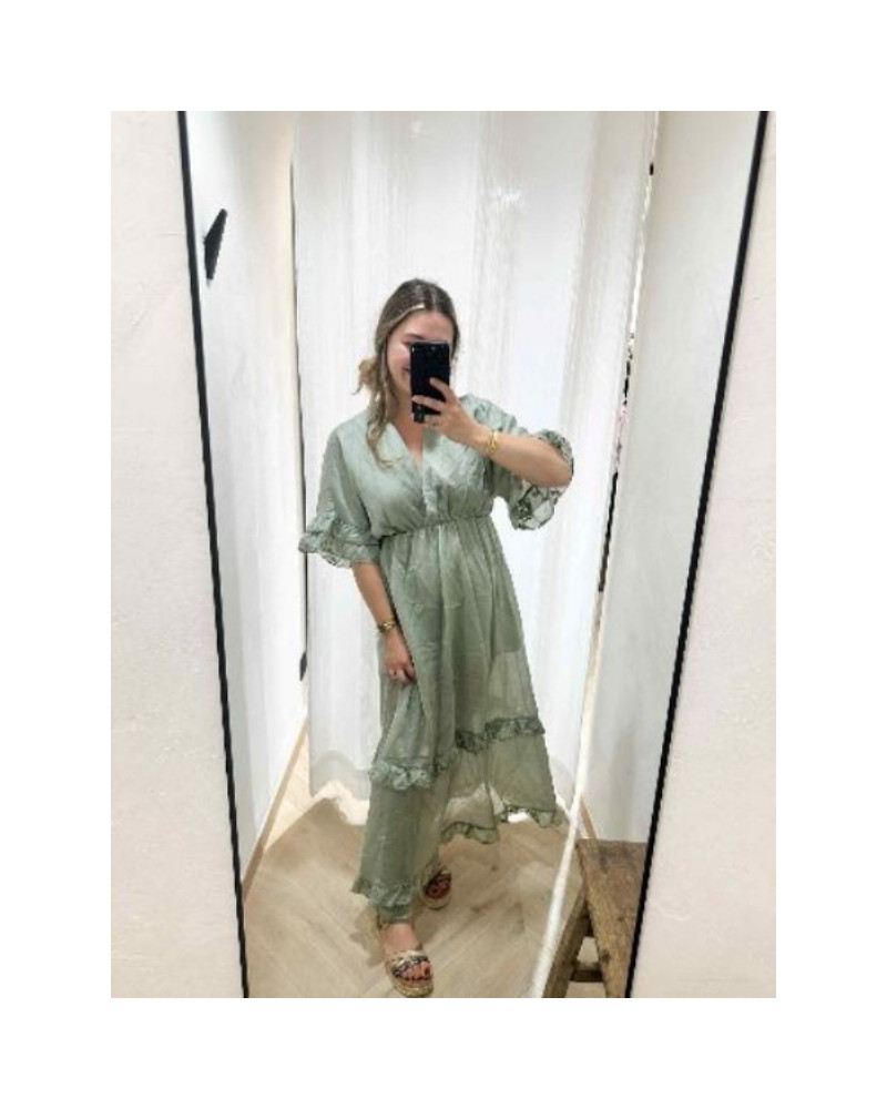 Robe bohème vert amande