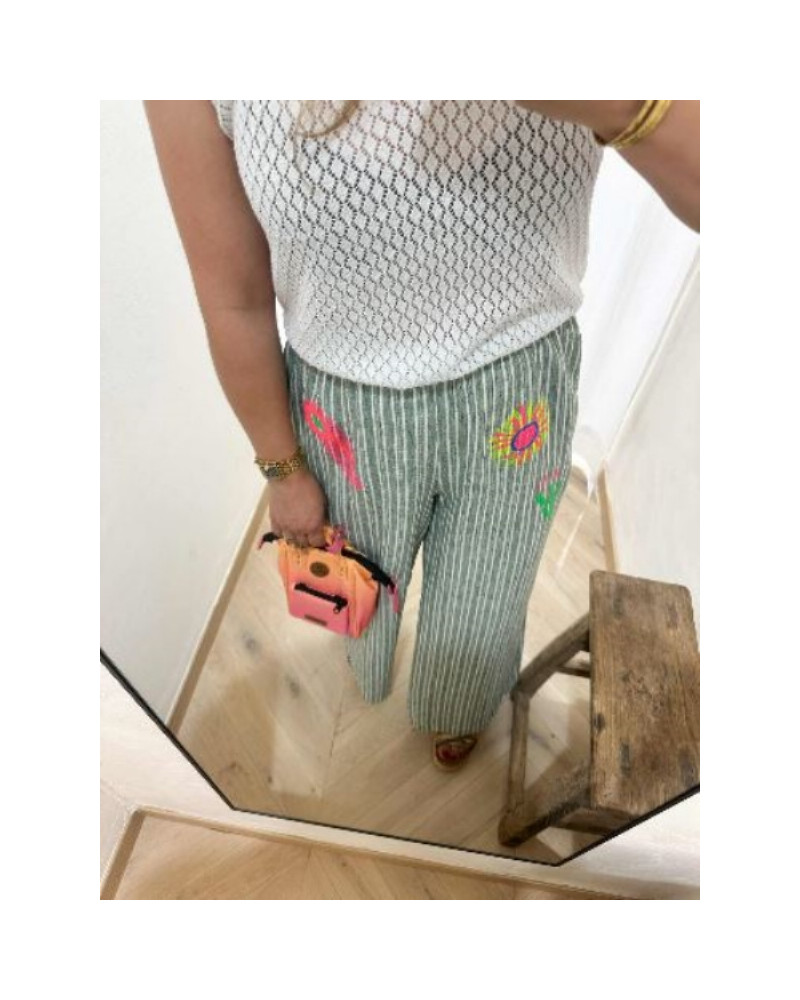 Pantalon boheme vert