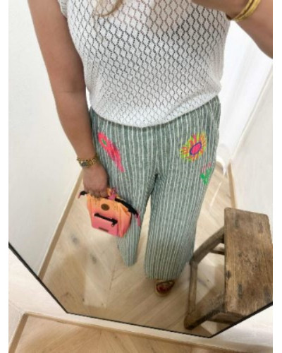 Pantalon boheme vert