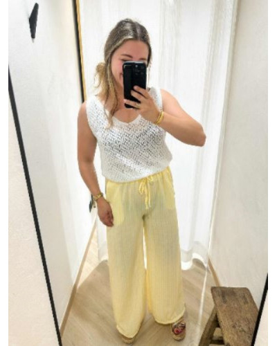 Pantalon rayures jaune