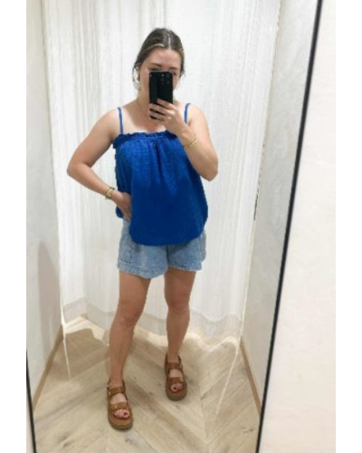 Débardeur froufrou bleu roi
